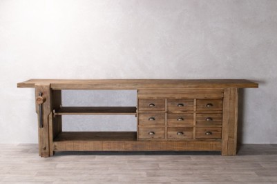 rustic reclaimed sideboard with vice