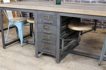 vintage style desk with swing out stools
