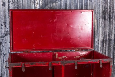 red metal storage locker