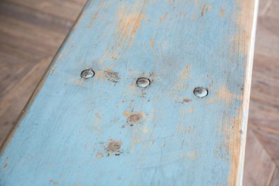 blue vintage bench