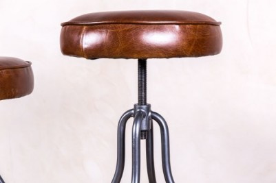 height-adjustable leather stool