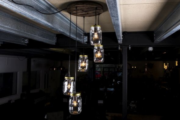 Five Bulb Mason Jar Pendant Light