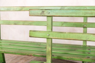 Vintage Green Slatted Bench