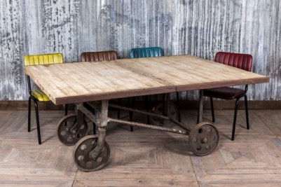 Upcycled Dining Table Cart With Wheels