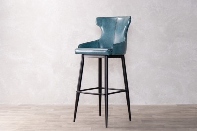 blue-faux-leather-stool-front-view