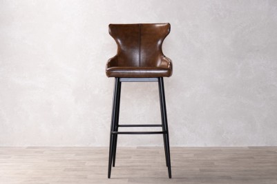 blue-faux-leather-stool-front-view