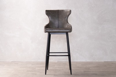 grey-faux-leather-stool-front-view