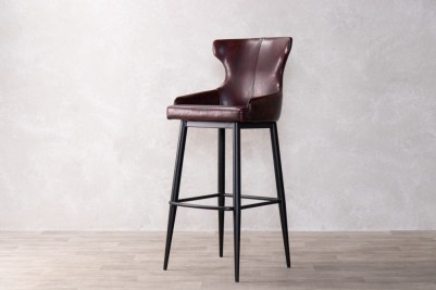 red-faux-leather-stool-front-view