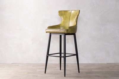 yellow-faux-leather-stool-angle-view