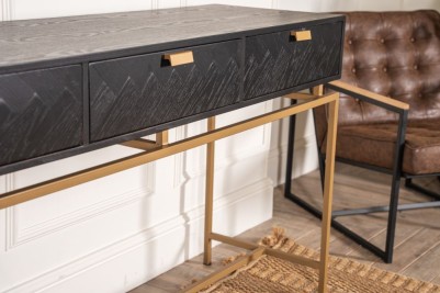 black table with gold frame