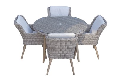Hatfield Round Dining Set with 4 Chairs - Grey