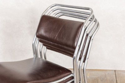 Set of 8 Leather and Chrome Chairs
