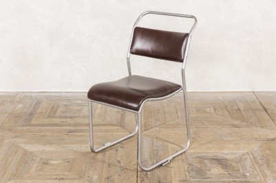 Set of 8 Leather and Chrome Chairs