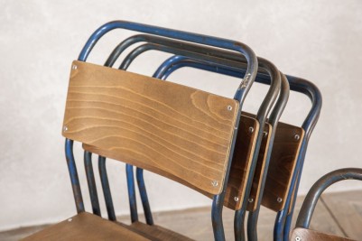 Vintage Stacking Chairs with Blue Frame