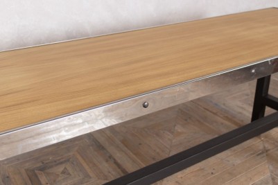 Wooden Poseur Table with Metal Edge - Edge