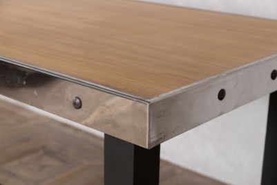 Wooden Poseur Table with Metal Edge - Corner