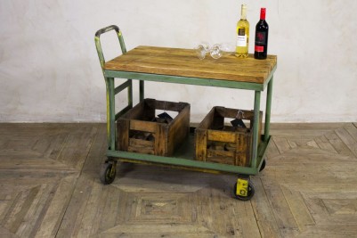 wooden and metal serving trolley