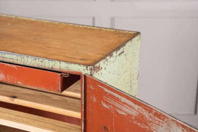 Vintage Metal Workshop Storage Cupboard