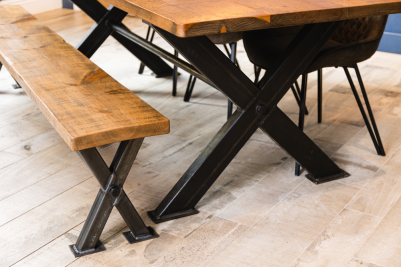industrial dining table with wooden top