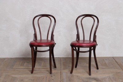 Thonet Style Chair with Upholstered Seat - Pair