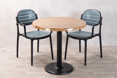 Aged Pine Round Café Outdoor Table Set