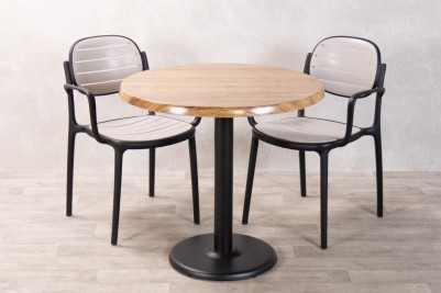 Aged Pine Round Café Outdoor Table Set
