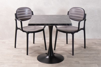 Alcantara Black Square Tulip Café Outdoor Table Set