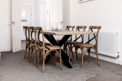 industrial style wood and metal dining