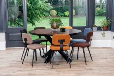 Bridgwater Round Copper Top Dining Table - Black Base