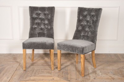 dove grey button back dining chair