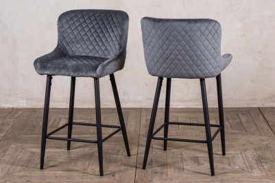 grey velvet bar stools