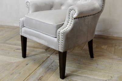 white velvet armchair