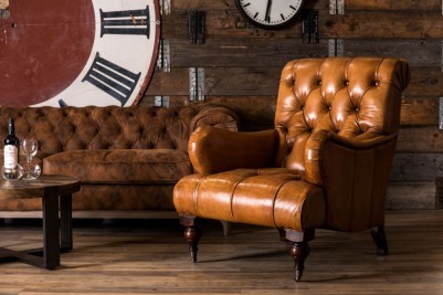 tan leather traditional armchair