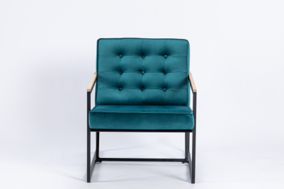 blue velvet armchair