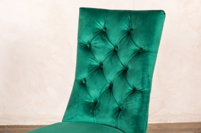 deep green button back velvet dining chair