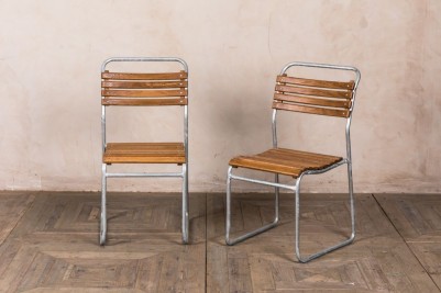 Steel Stacking Chairs with Slatted Seats