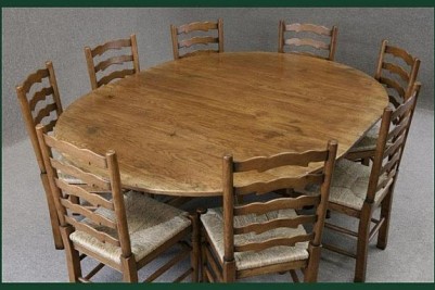 handmade solid oak oval extending table