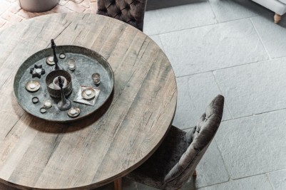 circular oak table in silverback