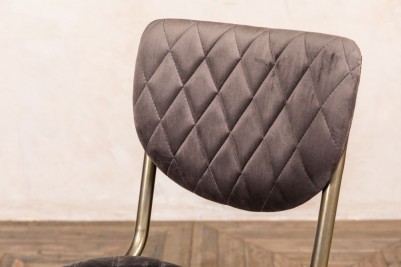 grey velvet quilted back stool