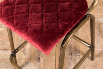 red velvet quilted back bar stool