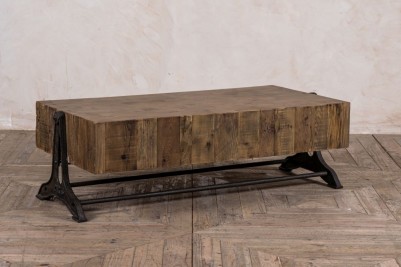 reclaimed pine and cast iron coffee table