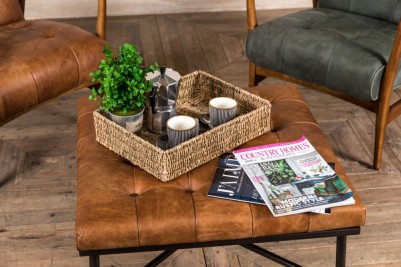 real tan leather coffee table