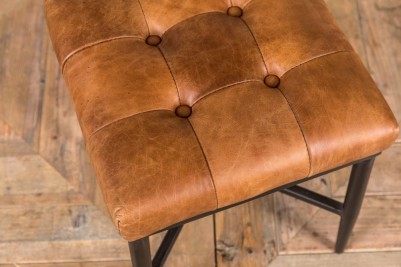tan leather button foot stool