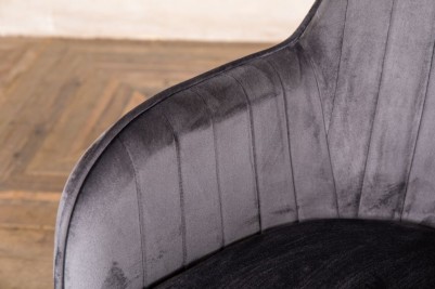 retro curved grey velvet dining chair