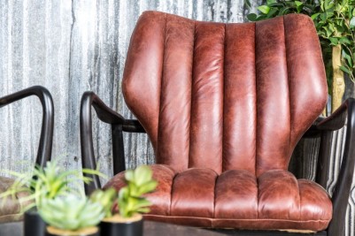 vintage leather style mid century armchair