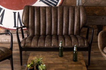 mid century brown leather sofa