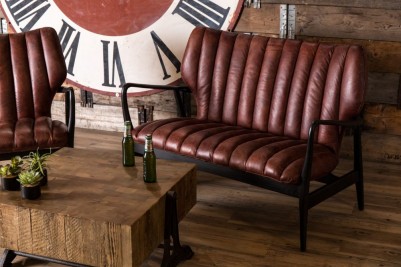 mid century red leather sofa