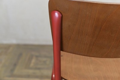 red metal stool