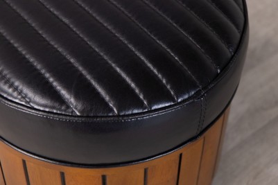 black-leather-pouf-ribbed-detail