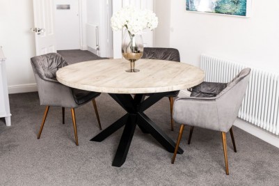 Oversized industrial round dining table